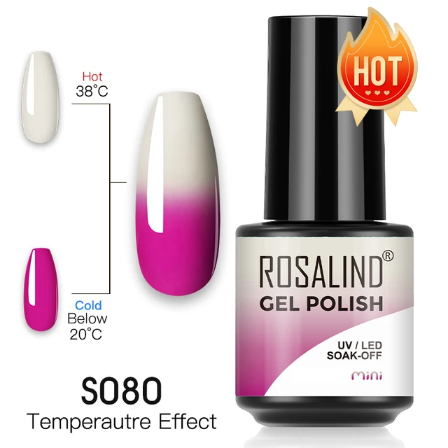 ROSALIND 7ml Gel Polish Semi Permanent Nails Gel Polish Soak Off UV LED Base Top Coat Vernis Nail Art Glitter Gel Varnish SLS-S080