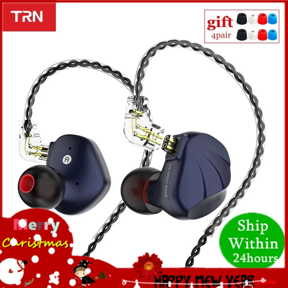 TRN VX 6BA + 1DD гибридные наушники вкладыши металлическая гарнитура HIFI монитор с