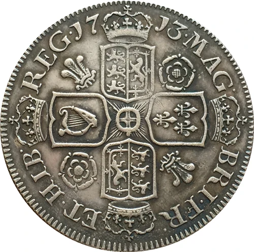 Великобритания 1713 1 Корона-Анна копии монет