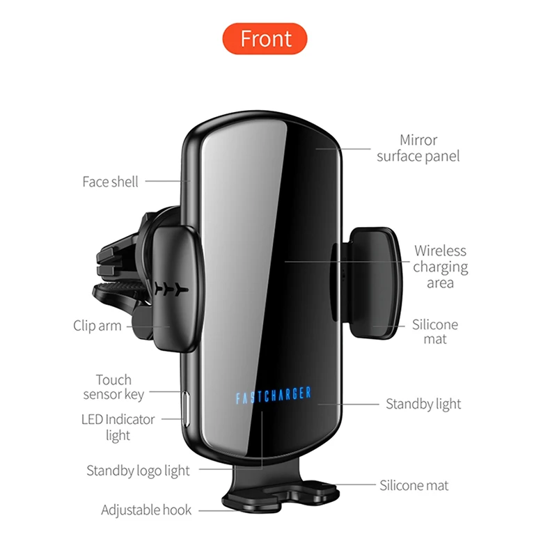 

15W Fast Car Wireless Charger Phone holder for iPhone 12 11 pro Samsung Note 10 Voice Broadcast Aromatherapy Cell Phone Charger