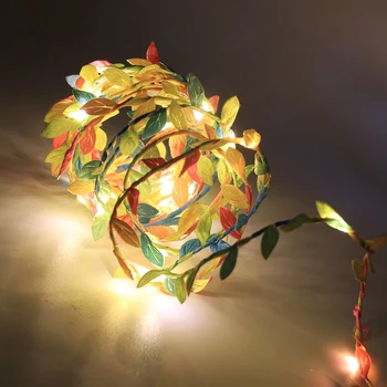 

Battery Powered LED Leaf Garland String 2M/3M/5M/10M Flexible Copper Wire Artificial Leaves Light for Christmas Wedding Party