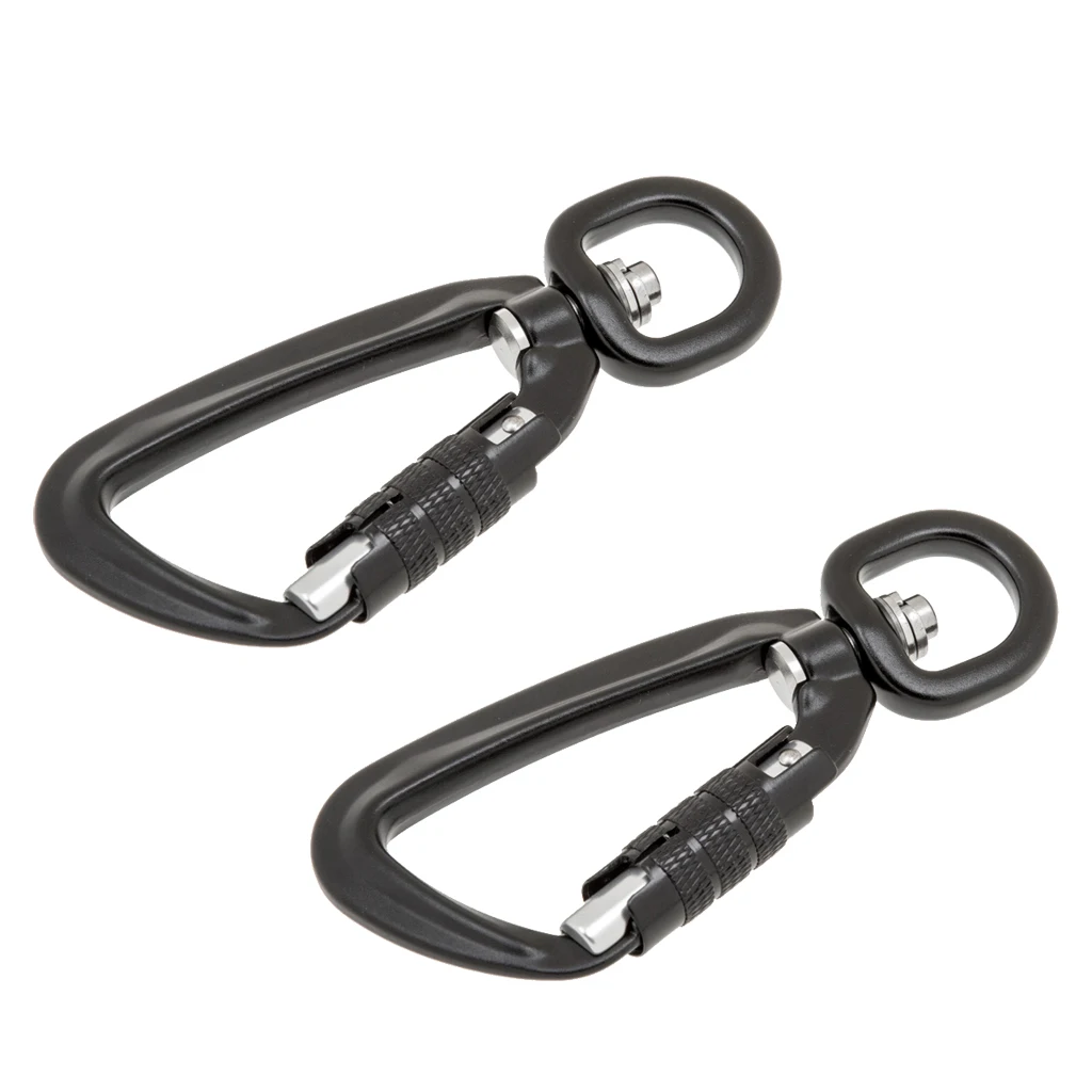 2Pcs Heavy Duty Swivel Auto Self Lock Carabiner Hook Dog Leash Clip Snap - 500KG