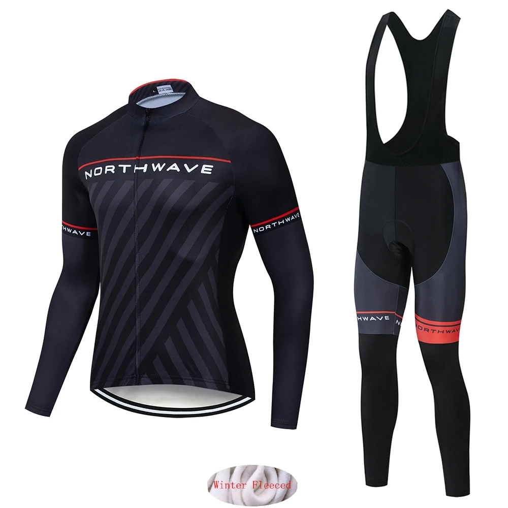 set2 Northwave теплая Зимняя Теплая Флисовая велосипедная одежда NW Мужской трикотажный костюм для езды на велосипеде MTB Одежда комбинезон комплект - Цвет: set2