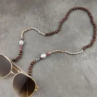 Boho Wood Beads Eyeglass Chains with Silver Ball Metal Sunglasses Reading Glasses Chain Eyewears Cord Holder Neck Strap Rope 1