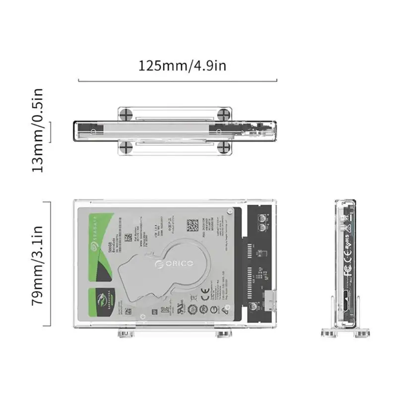 ORICO HDD чехол 2,5 SATA к USB 3,0 Micro B поддержка 4 ТБ 5 Гбит/с жесткий диск SSD Внешний корпус прозрачный для SSD диск HDD коробка