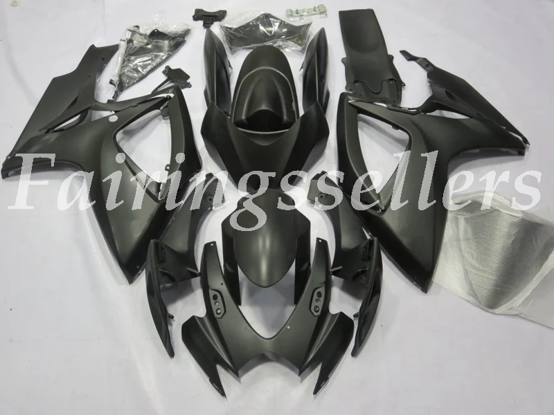 Matte Black Литье под давлением ABS мотоцикл обтекатели комплект подходит для Suzuki GSXR 600-750 K6 2006 2007 06 07 обтекатели красный черный - Цвет: Matte Black