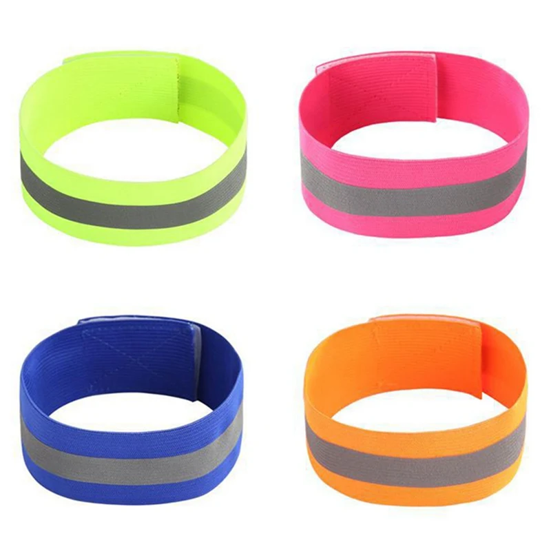 

4pcs High Visibility Band Reflection Elastic Wristbands Ankle Straps Emergence Safety Warning Bands Running Cycling Reflective