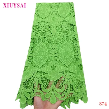 

XIUYSAI Green african cord lace fabrics 2020 high quality nigerian lace fabric guipure lace fabric For Wedding /party dress S74