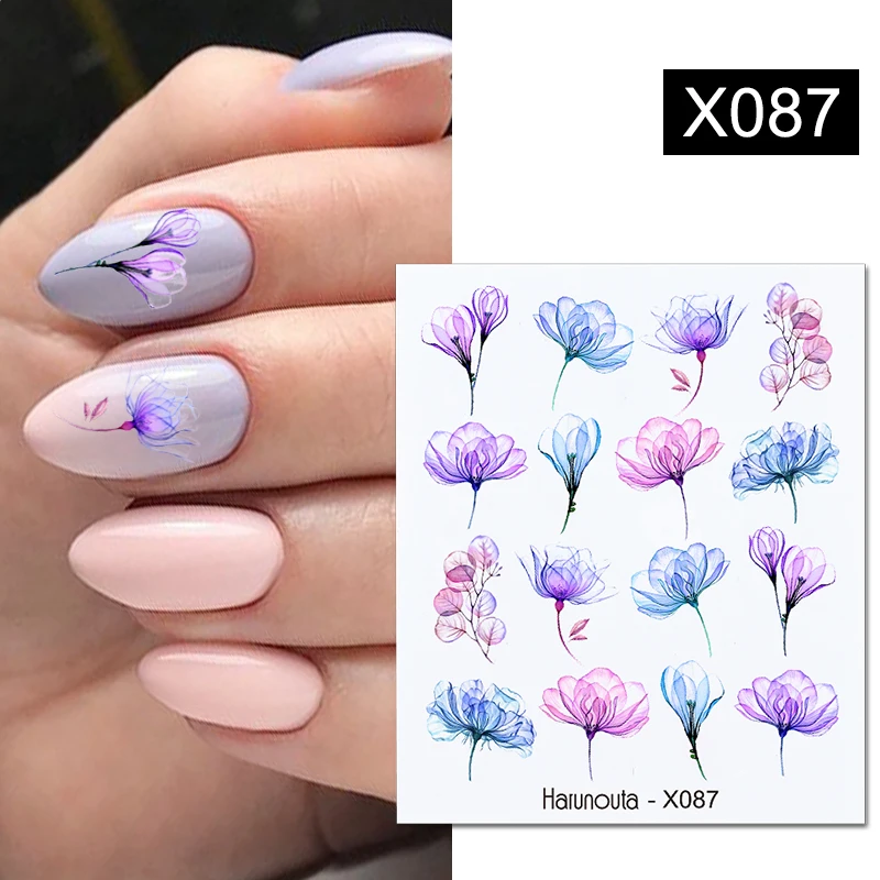 Harunouta Tropical Plants Water Decals Stickers Leaves Flower Geometrics Slider For Nails Summer Nail Art Decoration