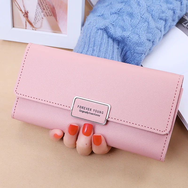 

Women's Wallet Korean-style Three Fold Long Buckle Clutch Card Bit More PU Leather Wallet a Generation