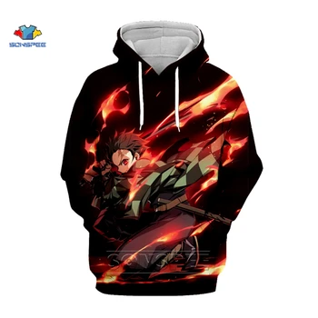 

SONSPEE Janpan Anime Kimetsu no Yaiba Demon Slayer Hoodie 3D Print Mens Clothing Harajuku Sweatshirt Tracksuit Woman Streetwear