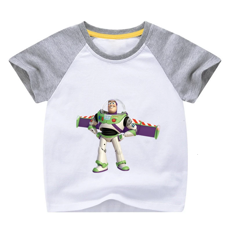 Летняя футболка для девочек Bing Buzz Lightyear, смешная комбинированная цветная футболка с круглым вырезом для детей, Детская футболка с героями мультфильмов одежда для малышей - Цвет: as picture