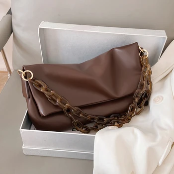 

Thick Chain PU Leather Shoulder Bags for Women 2020 Crossbody Handbags and Purses Female Travel Luxury Trending Cross Body Bag