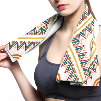 

Ethnic Style Color Pattern White Background Face Towel Cooling ice Utility Instant Cozy Ice Cold for Running