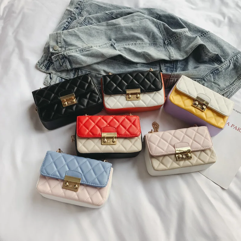 

2019 new diamond small square bag mini pig nose lock shoulder slung women's bag