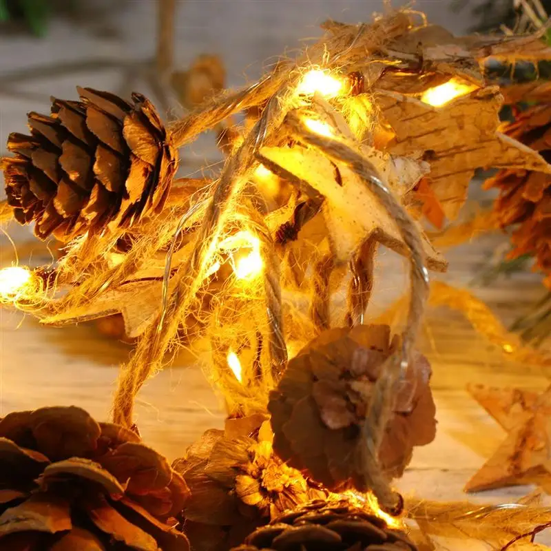 Copper Wire Light String Christmas Pinecone Bell Lamp String Chic Garland Light Winter Holiday New Year Decor(Warm White