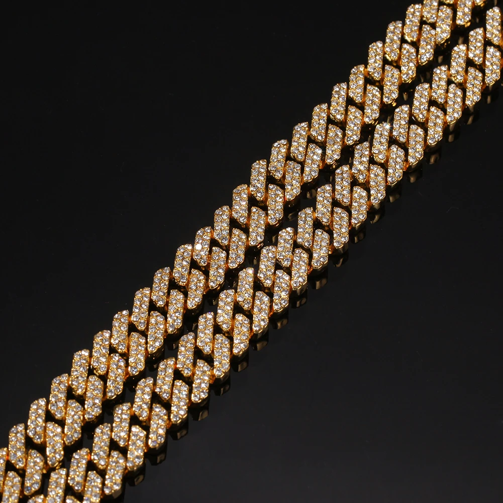 Шикарные королевские микро проложенные 12 мм s-звенья мужские кубинские ожерелья Хип-хоп со стразами модные ювелирные изделия Прямая