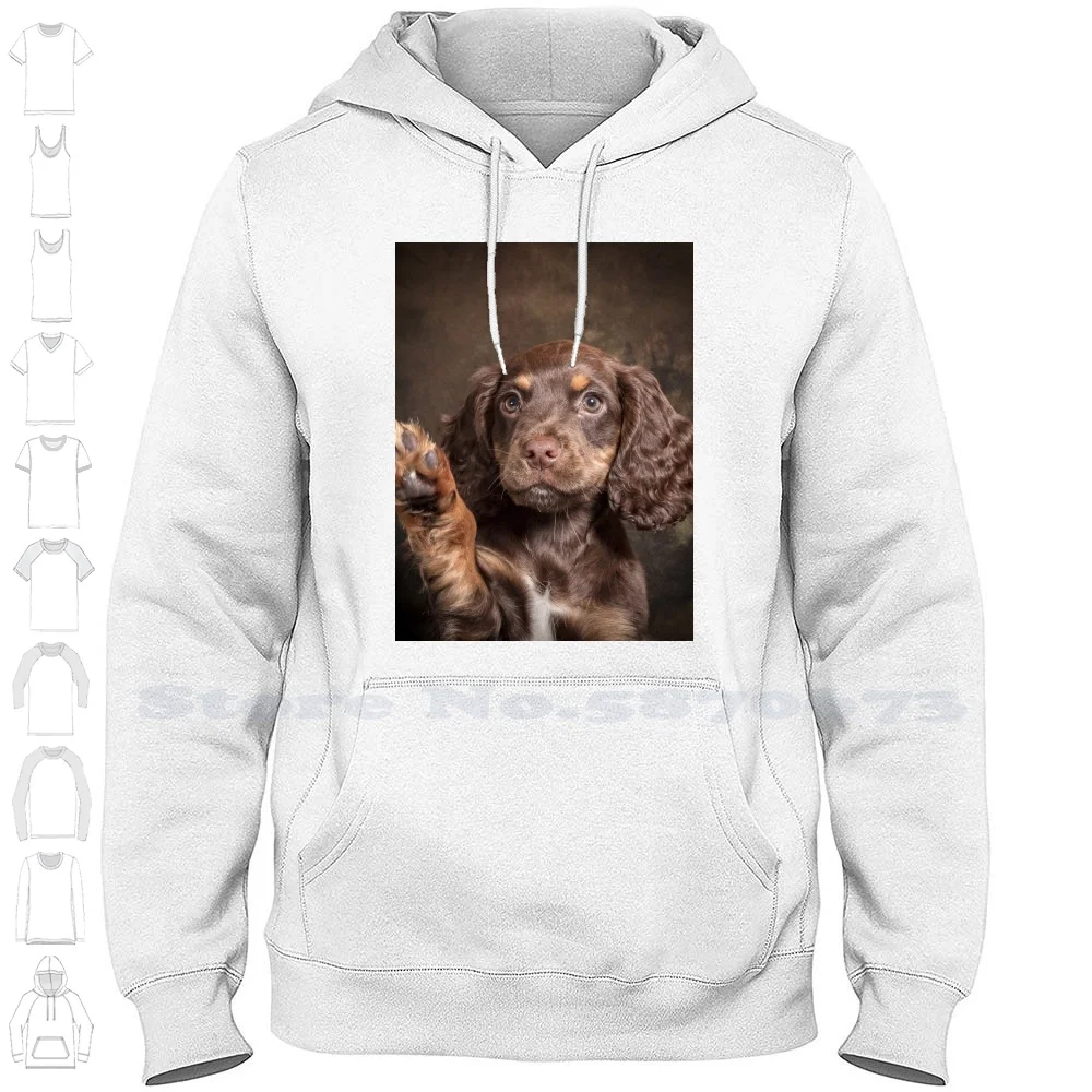thumbnail image 1 of Sudadera con capucha Charlie Wave 100 % algodón, cachorro cocker spaniel, perro de trabajo Wave, color marrón chocolate, 1 of 5