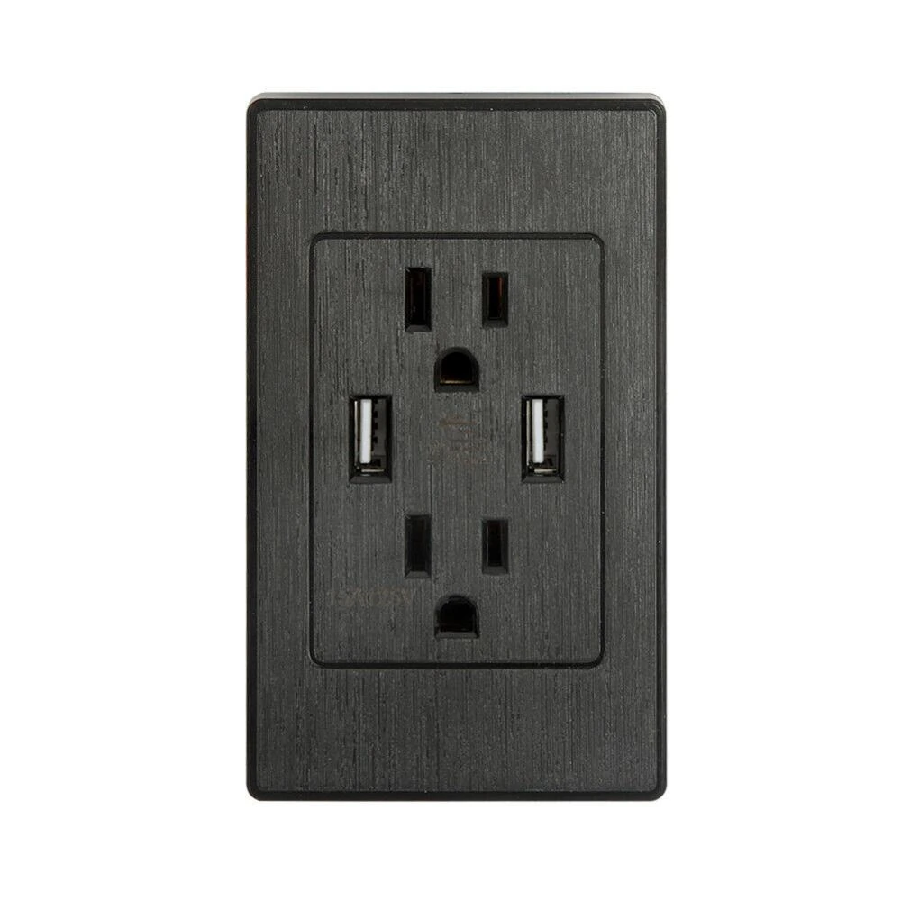 Dual USB Wall Socket Charger AC DC Power Adapter Port Outlet Panel Receptacle Dual USB Wall Socket Charger AC DC Power Adapter Port Outlet Panel Receptacle