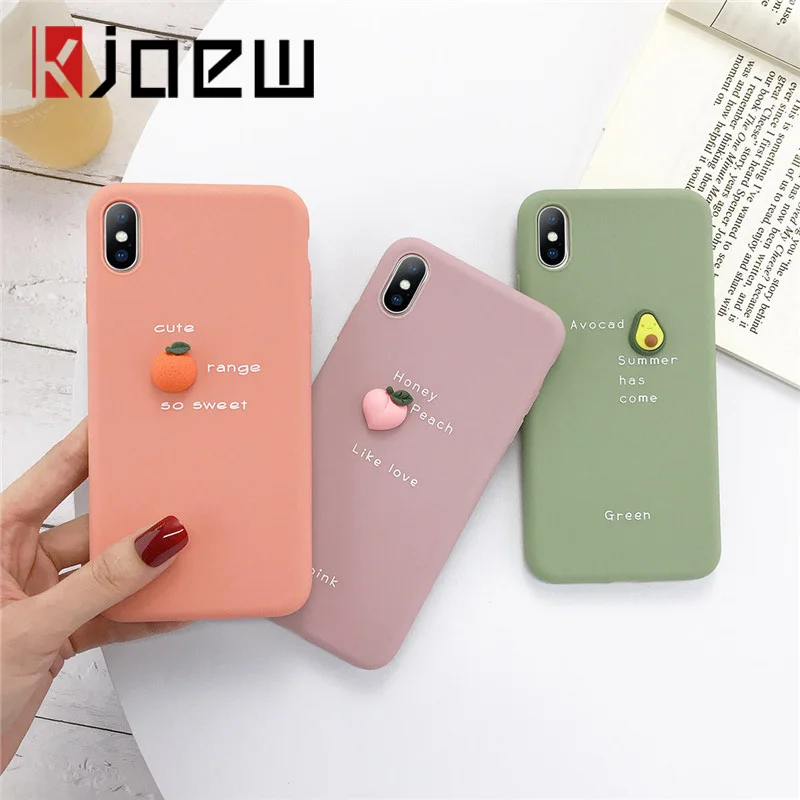 

3D Avocado Letter Phone Case For iPhone 11 Pro XS MAX XR X Candy Color Soft TPU Silicone Case For iPhone 7 6 6S 8 Plus Cover