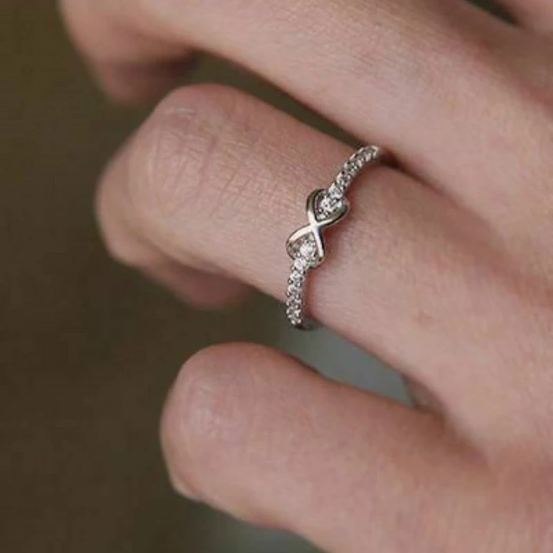 Huitan الساخن الفضة مطلي البنصر للنساء إنفينيتي تس...