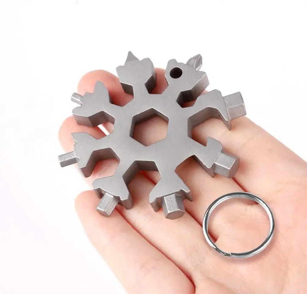 Multi pocket tool snowflake 18 in 1 spanner hex wrench multifunction multipurpose camp survive outdoor hike keyring key ring bot|Outdoor Tools| - AliExpress