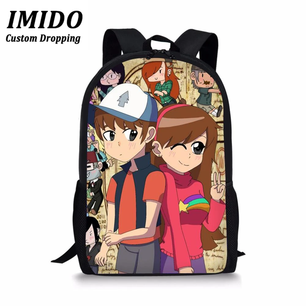 IMIDO Gravity falks Back pack для подростков, Детские рюкзаки с популярными рисунками, детские школьные сумки для мальчиков и девочек на заказ, Mochila Mujer - Цвет: WLL4667