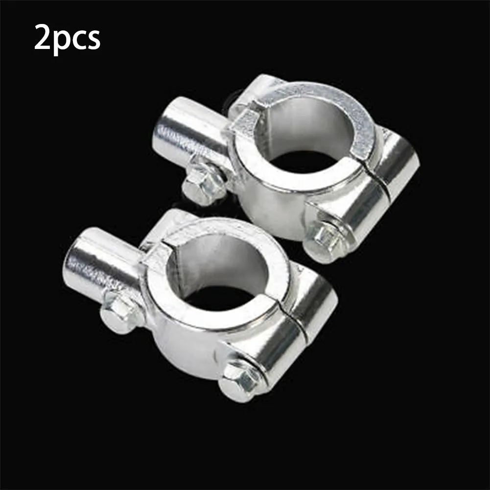 Pack of 2 Motorcycle 7/8 Handlebar Mirror Mount Holder Clamp Adaptor 8mm Thread Silver 