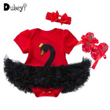 

Swan Romper 3pcs Suit Ruffle Rompers New Born Cartoon Outfit Baby Girl Clothes Infant Toddler Girl Tutu Jumpsuit