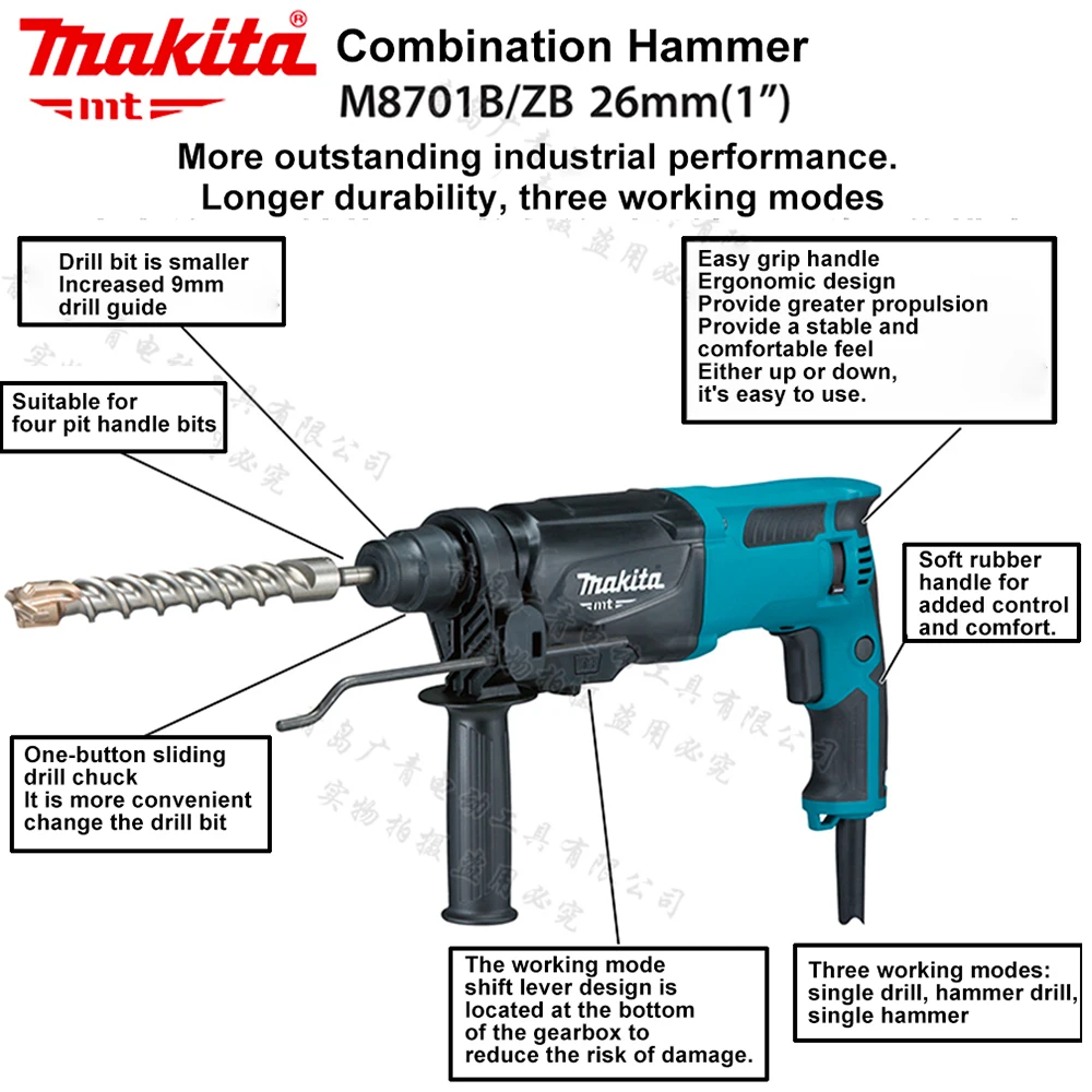 Taladro de impacto de hormigón Makita M8701B, taladro eléctrico de  combinación con tres funciones para el hogar, 800W, 1200rpm, 4500ipm,  Japón|Piezas para herramientas| - AliExpress
