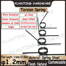 

10Pcs Wire Diameter 1.2mm 3/6/9Coils Spring Steel V-spring Torsion Springs Hairpin Spring 180/120/90/60 Degree