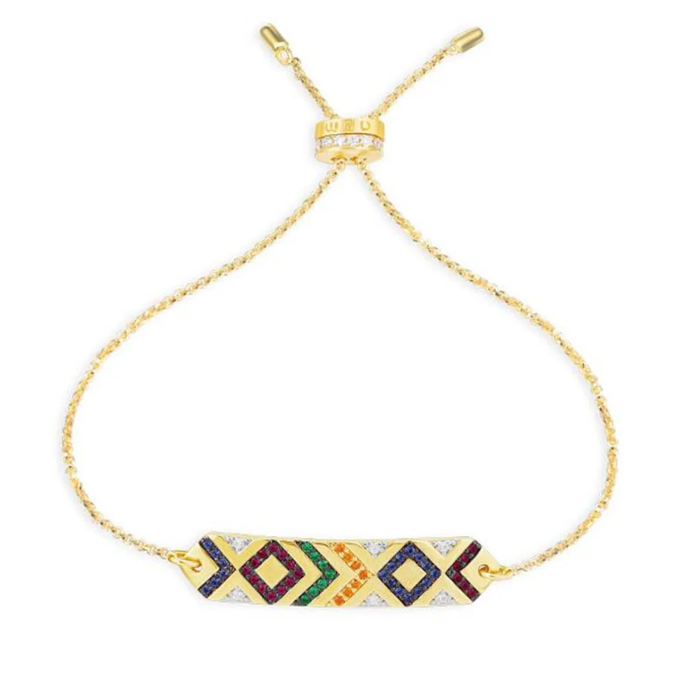 Многоцветный Регулируемый Женский Золотой браслет с цирконом, стразы, мода