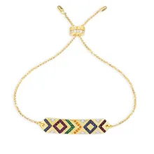 Многоцветный Регулируемый Женский Золотой браслет с цирконом, стразы, мода