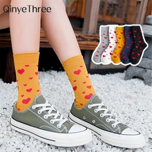 Girls' New Red Love Heart Socks Happy Funny Harajuku Hipster Skateboard Street Dance Campus College Style Happy Sock
