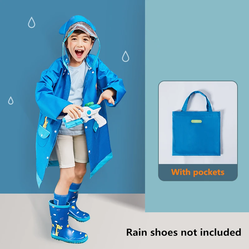 Students Raincoat With School Bags Cool Children Oxford Cloth Rainwear Kids Rain Pocket Jacket Waterproof Rain Coat Suit