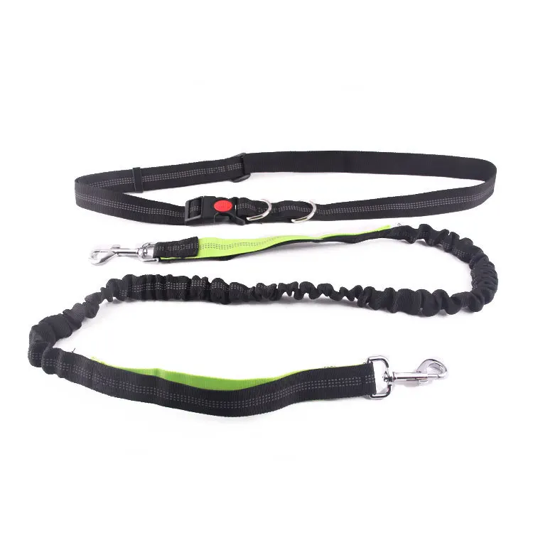 Black green Поводок для собак для бега и бега, светоотражающий эластичный поводок для собак, поводок для прогулок, поводок для собак, выдвижной поводок для собак, набор, свободные руки - Цвет: Black green