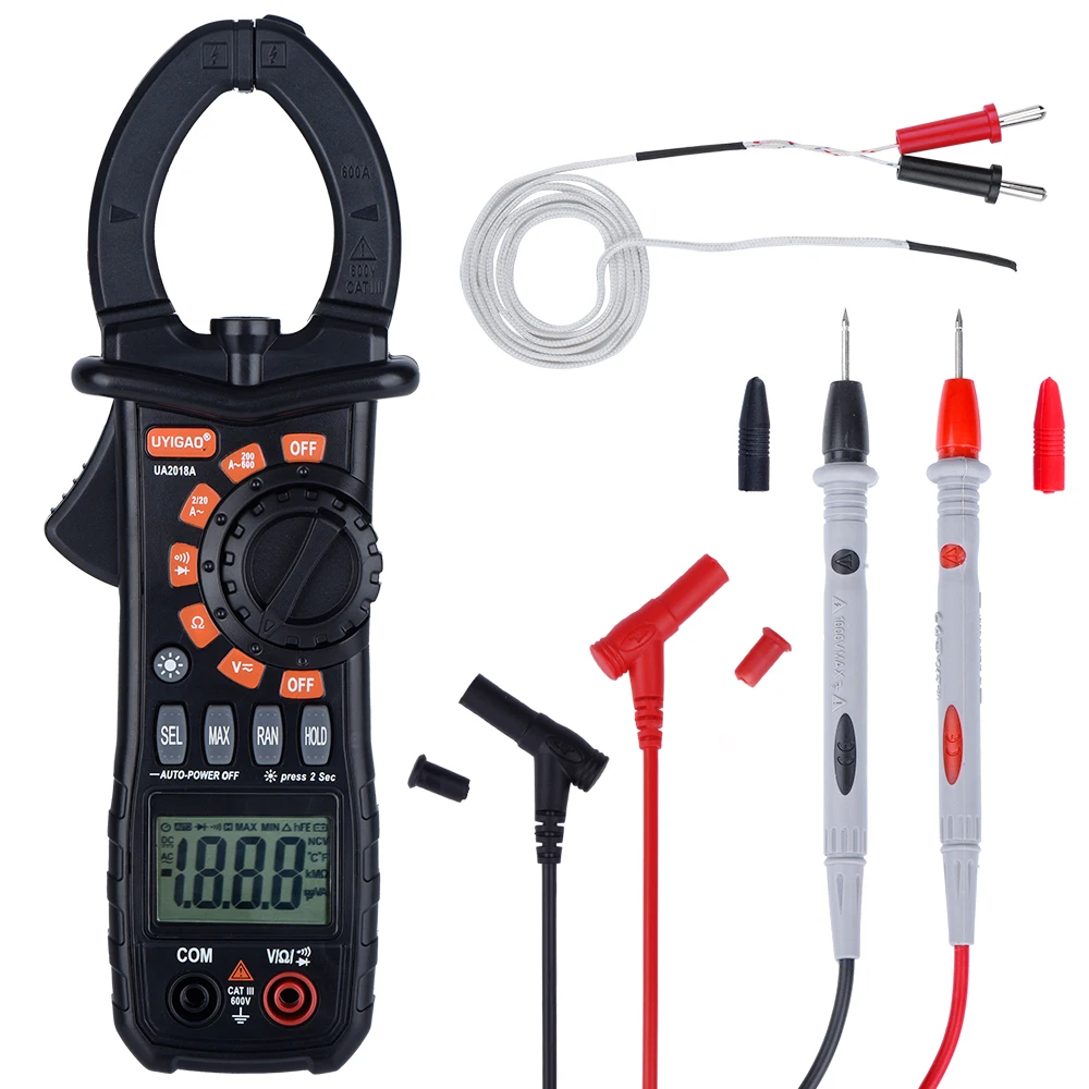 Ua2018A Clamp Meter Auto-Range Trms Multimetro Digital Electric Tester Display Lcd 600 Amp Digital Ncv Tester Qhtitec Nuovo