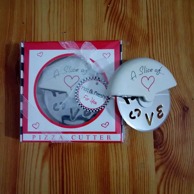 50 Pcs "a Slice Of Love" Stainless Steel Pizza Cutter In Miniature