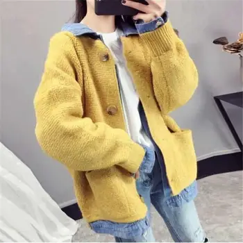 

2019 Women Cardigans Sweater O Neck Solid Loose Knitwear Single Breasted Casual Knit Cardigan Outwear