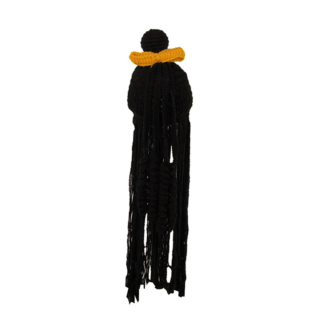 3D hair hat cosplay blue Twist Christmas Winter Thickening Children's Hat Crochet Cartoon Cute Knit Skully hat chapeau femme