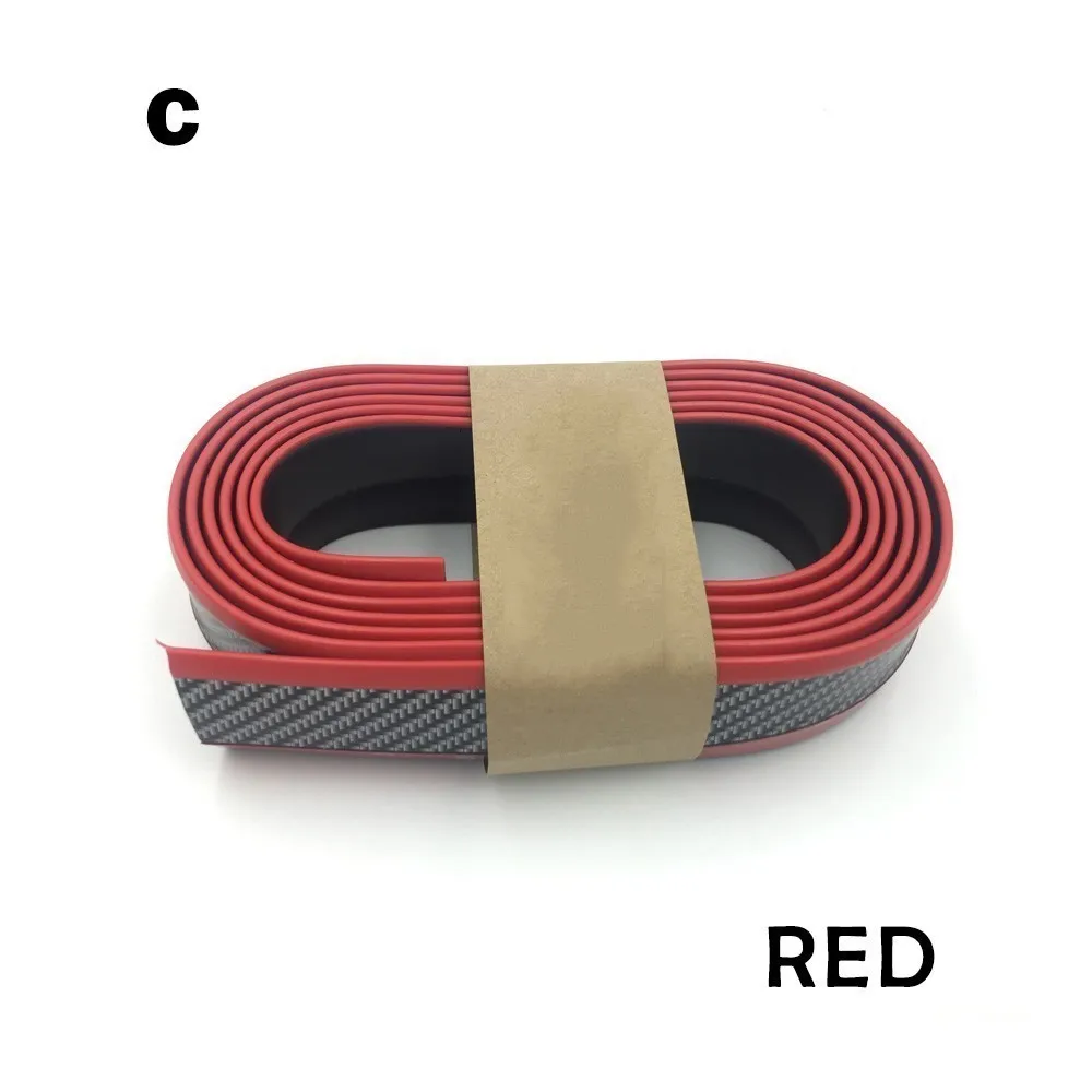 2,5 м резиновый протектор переднего бампера автомобиля, защита переднего бампера, накладки для губ, разветвитель подбородка кузова, автомобильный бампер, внешний вид - Цвет: C Red