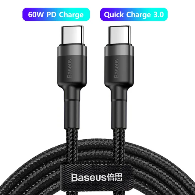 thumbnail image 1 of Cable USB C a USB tipo C Baseus de 100 W, carga rápida PD, 5 A, 2 m, para MacBook, Samsung, Xiaomi POCO, 1 of 5