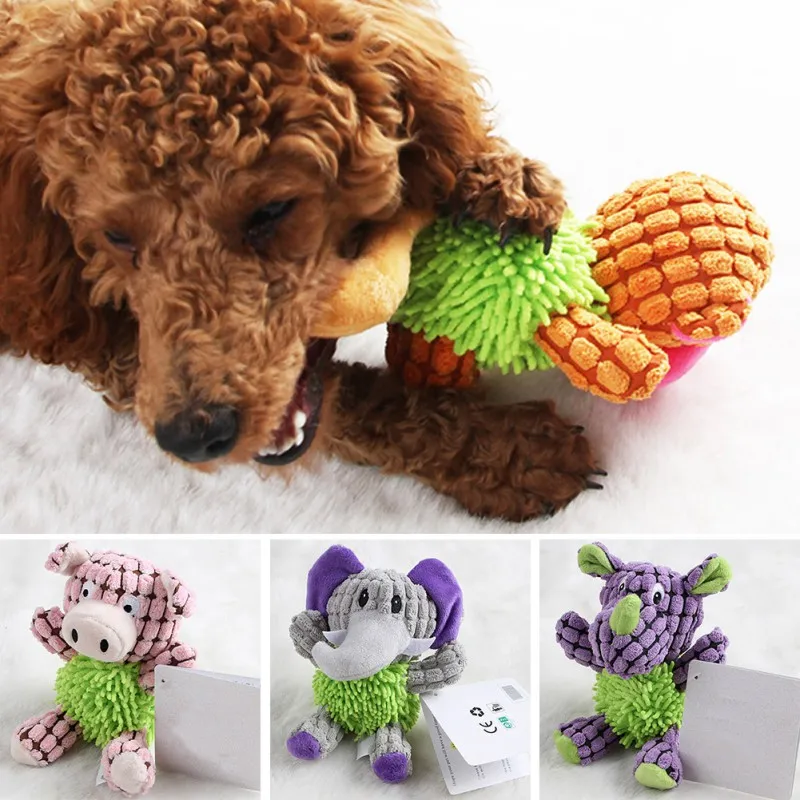 

Cute Pig Rhino Shape Dog Plush Toy Stuffed Soft Animal Pillow Squeaky Interactive Toy Christmas Gift For Kids Kawaii Present