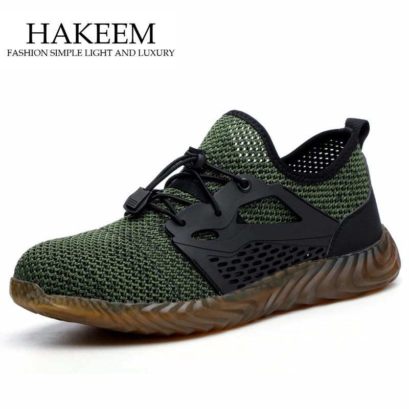 Zapatos protectores de seguridad antigolpes para hombre, calzado con los dedos de acero transpirables, a prueba de perforaciones, botas de trabajo, verano, al aire libre, envío rápido