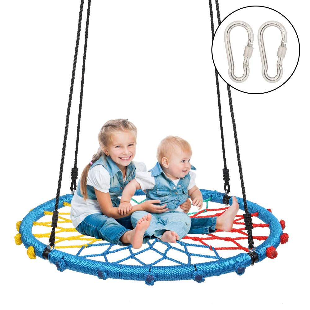 Details about   Spider Web Round Rope Swing with Adjustable Ropes Blue & black 2 Carabiners 