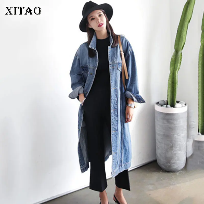 

XITAO Long Fashion Jacket 2019 Winter Single Breast Pocket Plus Size Full Sleeve Wide Waist Minority Casual Coat DMY1700