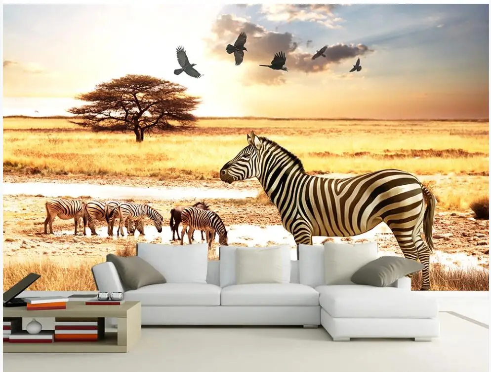

3d wallpaper custom photo mural on the wall African grassland Zebra eagle background home decor wall paper for living room