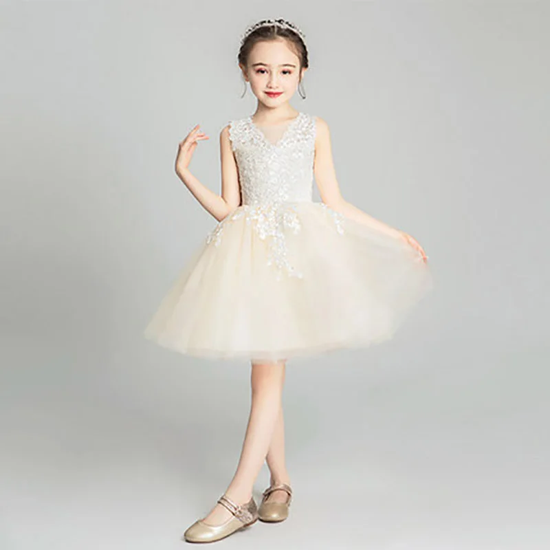 Short Christmas dres Платье для девочек; элегантные рождественские вечерние платья принцессы; детские кружевные костюмы-пачки с цветочным узором; Детский новогодний костюм; Vestido - Цвет: Short Christmas dres