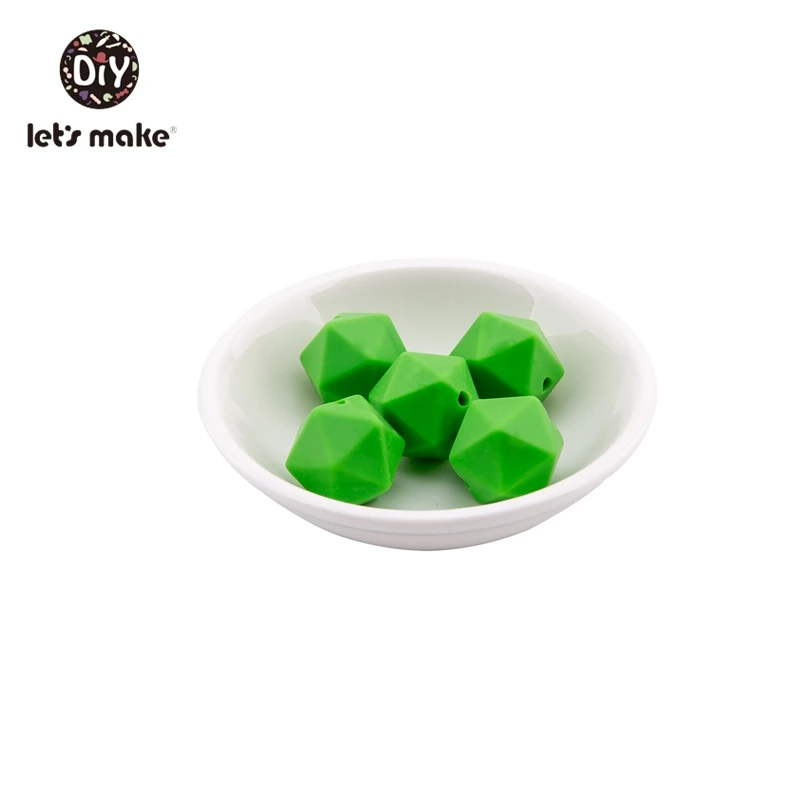 summer green Let' s Make 50 шт. Детские Прорезыватели без бисфенола 14 мм Восьмиугольные бусины из кремния Diy браслет для кормления грудью игрушки для прорезывания зубов из пищевого сплава Силиконовые Бусины - Цвет: summer green