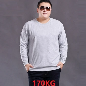 

men plus size 6XL 8XL 9XL cotton t-shirt long sleeve winter undershirt tees high quality 10XL 12XL oversize o-neck loose tshirt